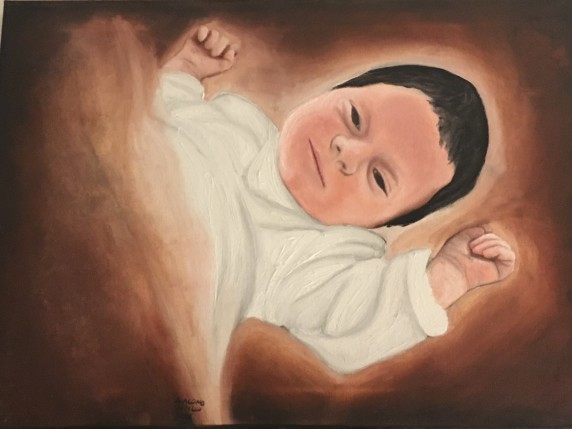 Ritratto ad Olio di un neonato su Commissione